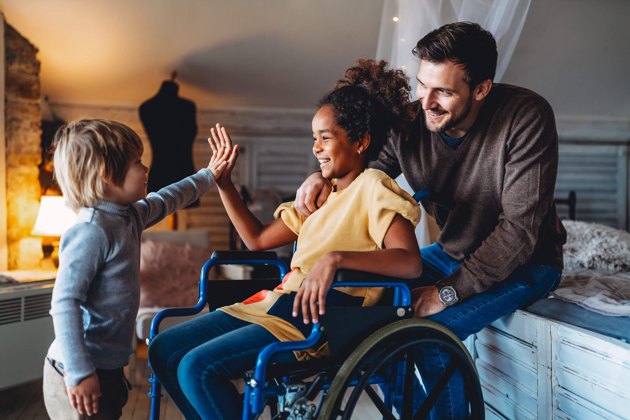 disabled child with family