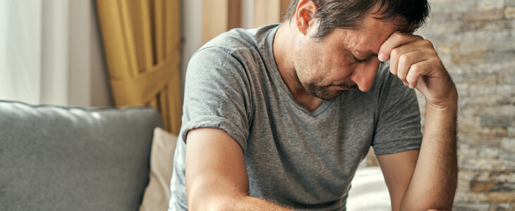 A middle-aged man suffering from mood disorders